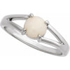 Elegant 14K Rose Gold White Opal Cabochon Ring