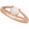 Elegant 14K Rose Gold White Opal Cabochon Ring