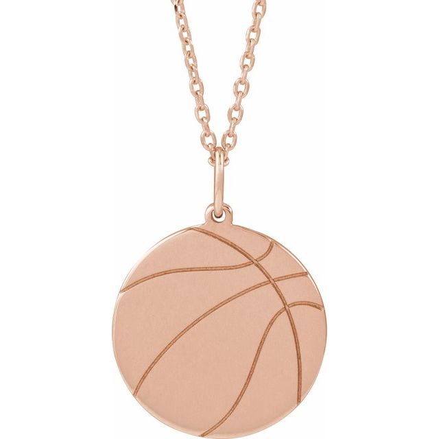 14K Gold Engravable Basketball Pendant
