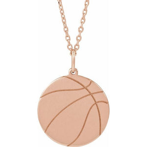 14K Gold Engravable Basketball Pendant