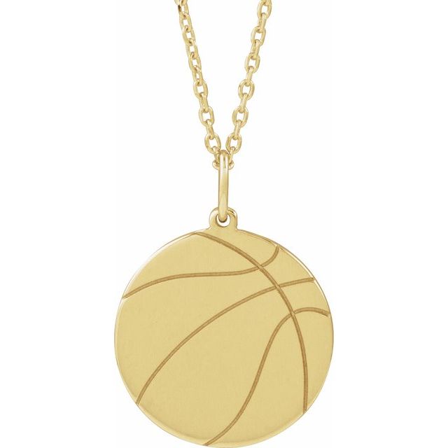 14K Gold Engravable Basketball Pendant