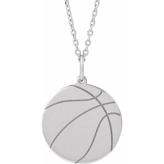 14K Gold Engravable Basketball Pendant
