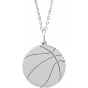 14K Gold Engravable Basketball Pendant