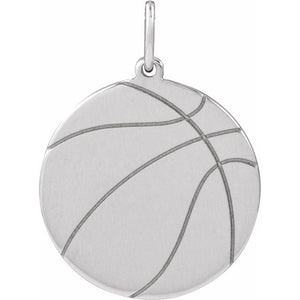 14K Gold Engravable Basketball Pendant