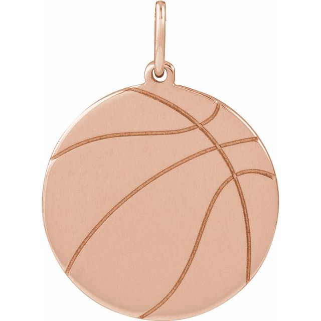 14K Gold Engravable Basketball Pendant