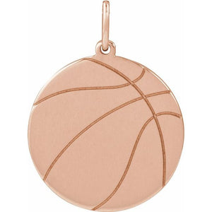 14K Gold Engravable Basketball Pendant