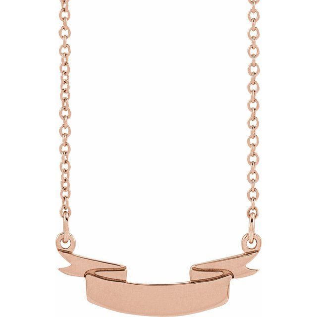 14K Gold Engravable Ribbon Necklace