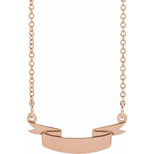 14K Gold Engravable Ribbon Necklace