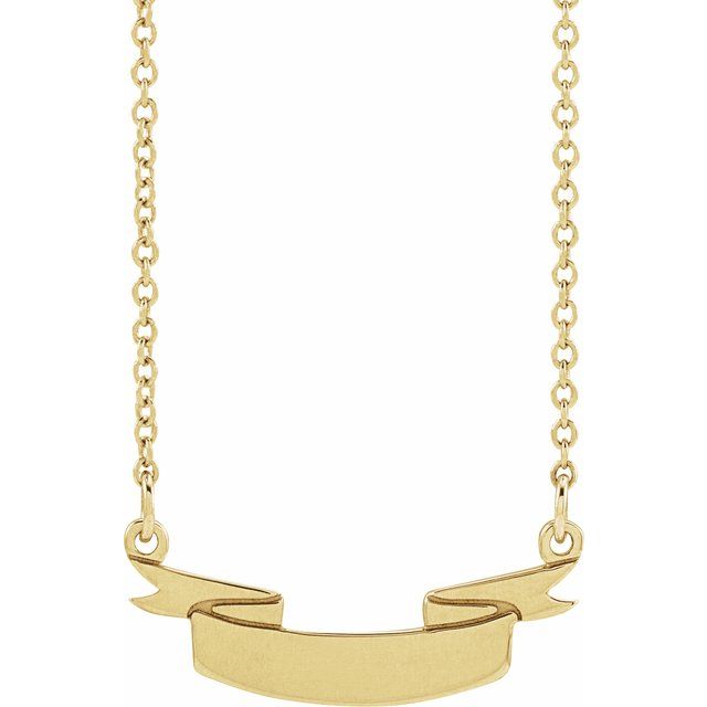 14K Gold Engravable Ribbon Necklace