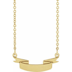 14K Gold Engravable Ribbon Necklace