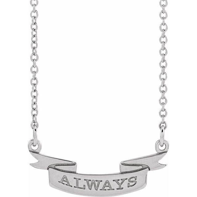 14K Gold Engravable Ribbon Necklace