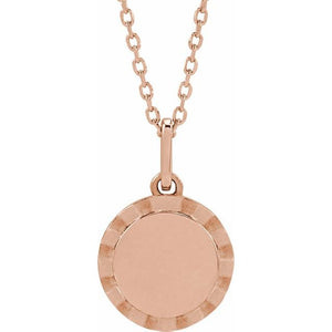 14K Gold Engravable Sunburst Pendant
