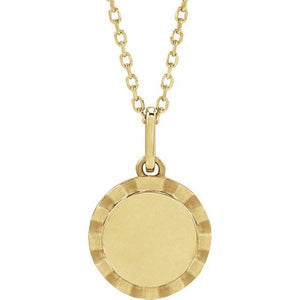 14K Gold Engravable Sunburst Pendant