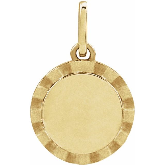 14K Gold Engravable Sunburst Pendant