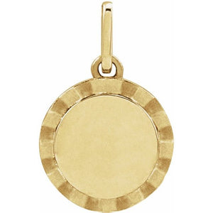 14K Gold Engravable Sunburst Pendant