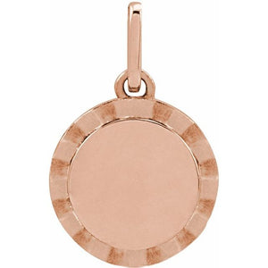 14K Gold Engravable Sunburst Pendant