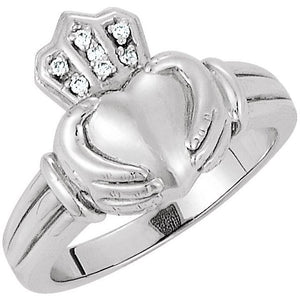 Natural Diamond Claddagh Band | 14K Gold options* | .03 CTW | Round | Polished