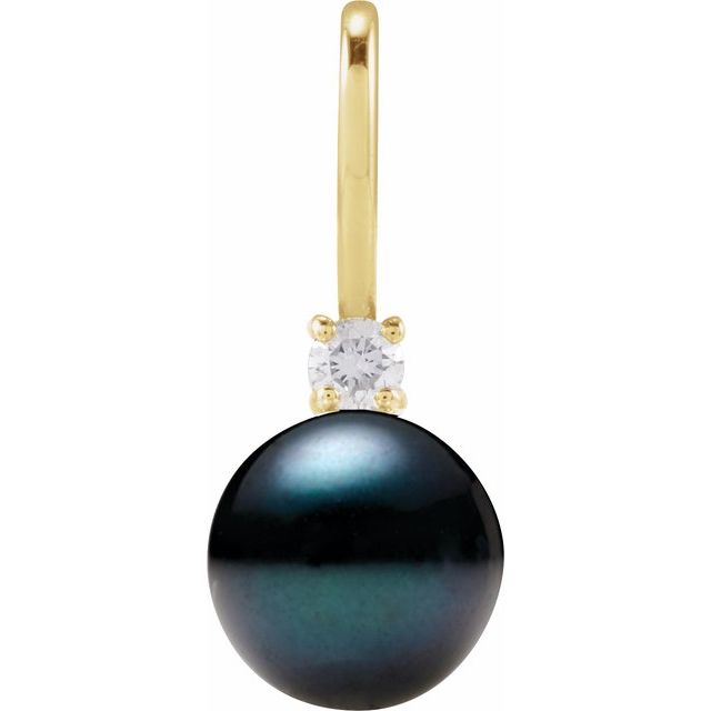 Cultured White Pearl And .03 Ct Natural Diamond Pendant | 14K Gold, Silver & Platinum | 6 Mm | Polished