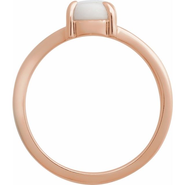 Elegant 14K Rose Gold White Opal Cabochon Ring