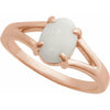 Elegant 14K Rose Gold White Opal Cabochon Ring