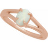 Elegant 14K Rose Gold White Opal Cabochon Ring