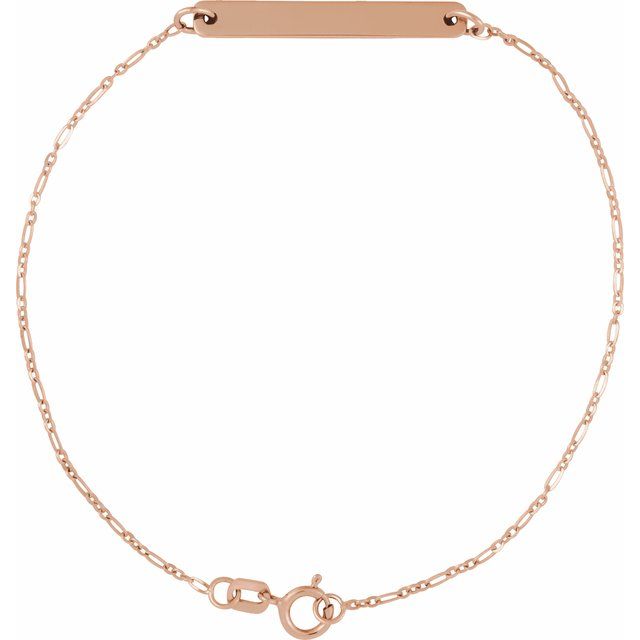 14K Gold Engravable Bar Bracelet
