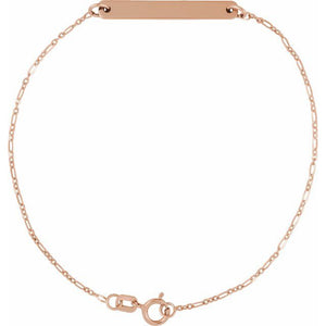14K Gold Engravable Bar Bracelet