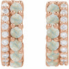 14K Rose Gold Huggie Hoop Earrings with Natural Turquoise and 1/8 CTW Diamonds