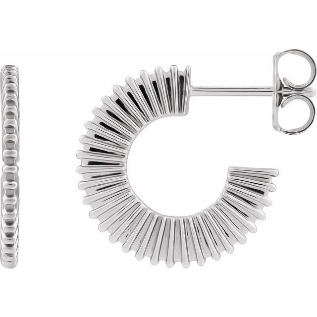 Platinum Starburst 16 mm Hoop Earrings – Elegant Design