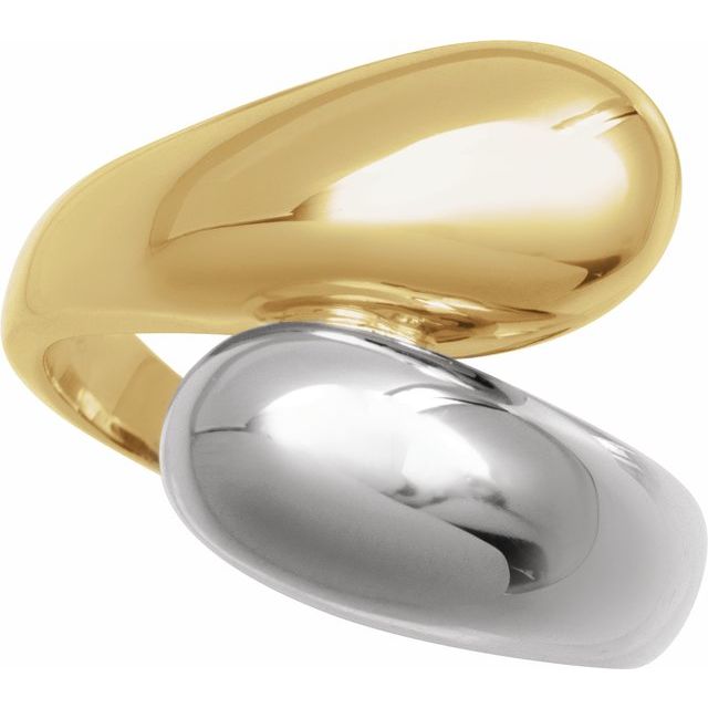 14K Gold Bypass Ring - Polished Design