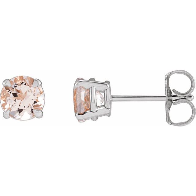 14K Gold Natural Morganite 4-Claw Prong Basket Earrings