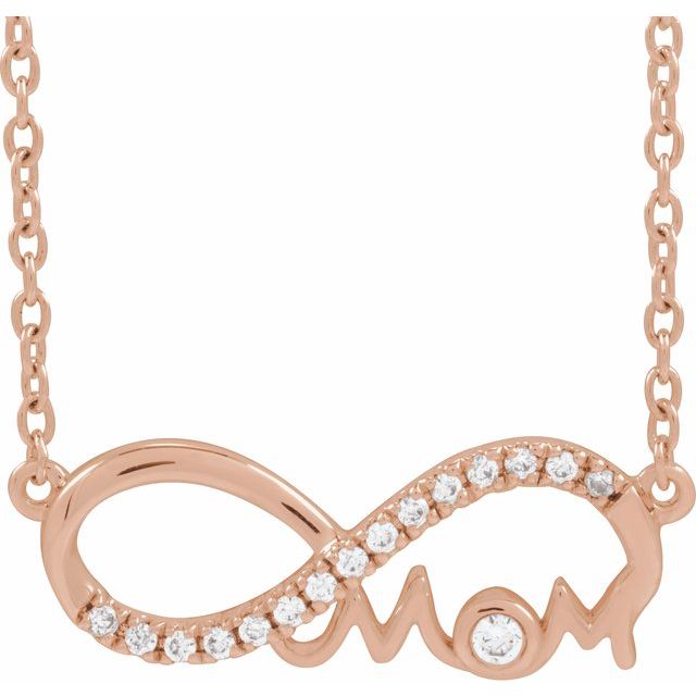 1/12 CTW Lab-Grown Diamond Round Mom Infinity Necklace in 14K Gold & Silver