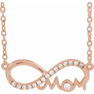 1/12 CTW Natural Diamond Round Mom Script Infinity Necklace in 14K Gold & Silver