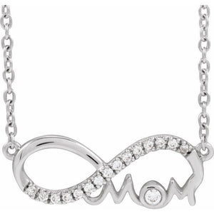 1/12 CTW Natural Diamond Round Mom Script Infinity Necklace in 14K Gold & Silver