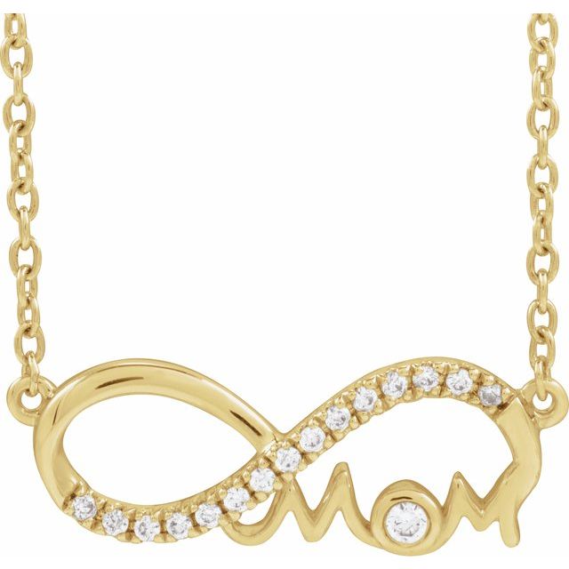 1/12 CTW Lab-Grown Diamond Round Mom Infinity Necklace in 14K Gold & Silver