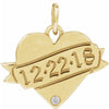 14K Yellow Gold .005 CT Natural Diamond Engravable Heart Necklace