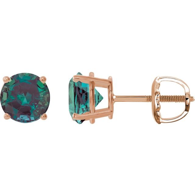Lab-Grown Alexandrite Stud Earrings in 14K Gold, Silver & Platinum