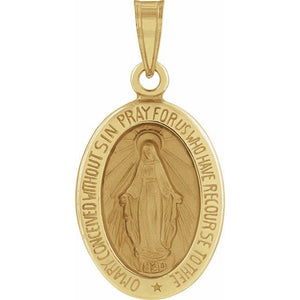 14K Gold Oval Hollow Miraculous Medal - Options Available