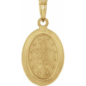 14K Gold Oval Hollow Miraculous Medal - Options Available