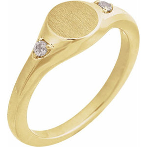 14K Gold Natural Zircon Signet Ring - Options Available