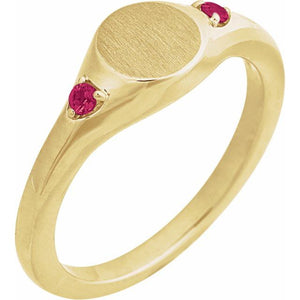 14K Gold Natural Zircon Signet Ring - Options Available