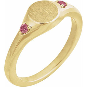 14K Gold Natural Zircon Signet Ring - Options Available
