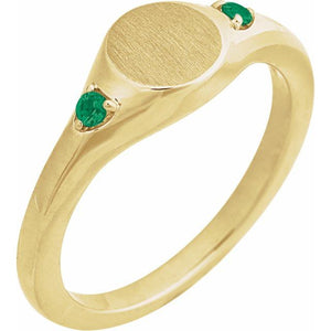 14K Gold Natural Zircon Signet Ring - Options Available