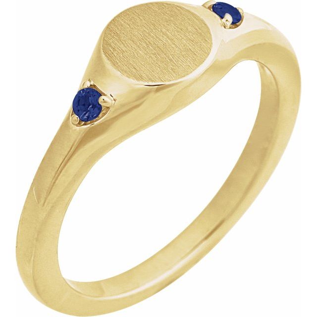 14K Gold Natural Zircon Signet Ring - Options Available