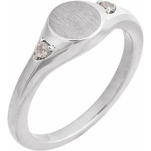 14K Gold, Sterling Silver & Platinum Natural Zircon Signet Ring - Options Available