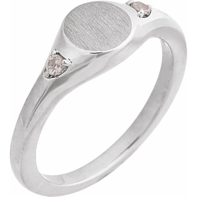 Natural Zircon Signet Ring in 14K Gold, Silver & Platinum