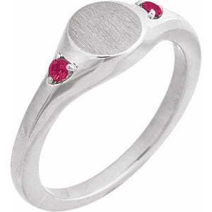 14K Gold Natural Zircon Signet Ring - Options Available