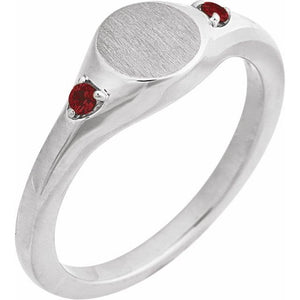 14K Gold Natural Zircon Signet Ring - Options Available