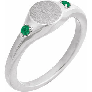 14K Gold Natural Zircon Signet Ring - Options Available