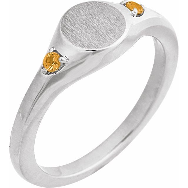 14K Gold, Sterling Silver & Platinum Natural Zircon Signet Ring - Options Available